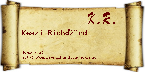 Keszi Richárd névjegykártya